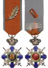 ROMANIA
Order of the Star of Romania, 1864
Knight's Cross, 2nd Model Military. Breast Badge, 62x40 mm, silvered Bronze, both sides enameled, origina...