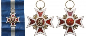 ROMANIA
Order of the Crown of Romania, 1881
Grand Cross Badge, 2nd Model, Civil, Intermediary Model. Sash Badge, 65 mm, Silver gilt, both sides red ...