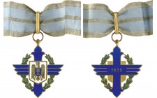 ROMANIA
 Order of Aeronautical Virtue
Commander’s Cross, 1st Model, Civil. Breast Badge, gilt Copper, both sides enameled, original ribbon. The 1st ...