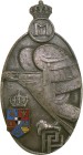 ROMANIA
Premilitary Training Badge
1940 Model, 2nd Class, Mihai I. Breast Badge, 65x35 mm, silvered Bronze, partially enameled, pin on the back. M.S...