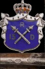 ROMANIA
Badge of the 13th Infantry Regiment (Dorobanti) - Stefan cel Mare
Breast Badge, 51x40, Silver, hallmarked 900-KK-anchor", one side partially...