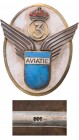 ROMANIA
Regimental Badge of the 3rd Bomber Flotilla
Breast Badge, 47x40 mm, Silver, hallmarked "900", one side enameled, pin on reverse, I.M.S.P.R. ...