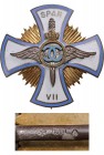 ROMANIA
Regimental Badge of the "Romanian Aeronautic Preparatory Schools S.P.A.R. "
Breast Badge, 46 mm, Silver, hallmarked "900", maker`s mark "KK-...