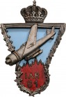 ROMANIA
Badge of the IAR-81 Airplane Pilots
Breast Badge, 53x36 mm, silvered Bronze, one side partially enameled, multipart construction, vertical p...