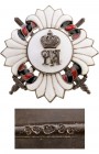 ROMANIA
Badge of the 9th Calarasi (Light Cavalry) Regiment
Breast Badge, 50 mm, Silver, hallmarked "38-crown-24" one side enameled, vertical pin on ...