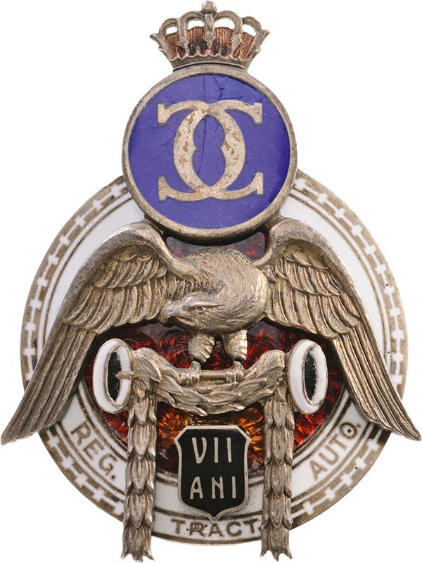 ROMANIA
Badge of the Automobile Regiment
Breast Badge, 52x39 mm, Silver, hallm...