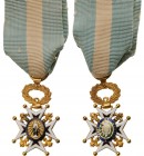 SPAIN
Order of Charles III
A Knight’s Cross of reduced size, 1819–1838, 1st Type, 5th Class, instituted in 1771. Breast Badge, 37x23 mm, GOLD, appro...
