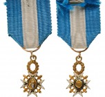 SPAIN
Order of Charles III
A miniature of the Order in GOLD and enamels, 17x10 mm, separately-made, center 
medallions; suspension ring and origina...