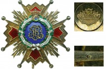 SPAIN
Royal Order of Isabel the Catholic
A Grand Cross breast star, 75 mm, in gilt Silver, 2nd type (1847-1868), with golden, separately-made, blue ...