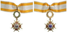 SPAIN
Royal Order of Isabel the Catholic
A Commander`s Cross, 3rd Class, instituted in 1815. Neck Badge, 81x43 mm, GOLD, 30.2 g., superimposed parts...