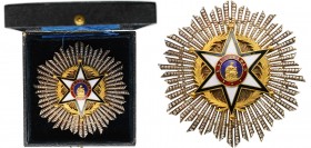 SPAIN
Civil Order of Welfare
Breast star with chiselled silver rays, 85 mm, superimposed order’s badge in gilt and enamels; smooth reverse 
with ve...