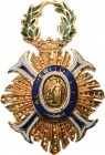SPAIN
The Order for Civil Merit
A Lapel Miniature of the Commander’s Cross in GOLD and enamels, 25x17 mm, reverse 
button, made of gold-wire. 
Ext...