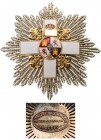 SPAIN
Order for Military Merit
Breast star of the order with the “White Badge”: diamond-cut chiselled 
star, 85 mm, white enameled centre in gold w...