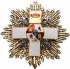 SPAIN
Order for Military Merit
Breast star of the order with the “White Badge”, 90 mm, gilt Silver, diamondcut chiselled star; white enamelled centr...