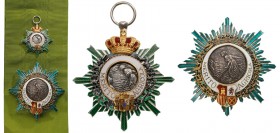 SPAIN
Order of Agricultural Merit
A Grand Cross Set, 1st Class, instituted in 1905. Sash Badge, 56x51 mm, partially gilt Silver, multipart construct...