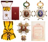 SPAIN
Civil Order of Health
A Grand Cross Set, 1st Class, instituted in 1943. Sash Badge, 42 mm, gilt 
Silver, both sides enameled, both central me...