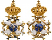 SWEDEN
The Royal Order of the Sword
An early miniature of the order, 29x17 mm, in GOLD and enamels, with excellently-made mounting of the groups of ...