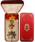 VATICAN
The Order of St. Gregory
A Grand Cross set: sash badge, 84x57 mm, in GOLD and red enamel on both sides of the cross; chiselled gold portrait...