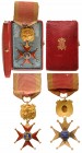 VATICAN
The Order of St. Gregory
A Knight’s Cross of the Order, Military Class in GOLD, 63x40 mm, red enameled maltese 
cross with ball-finials; bl...