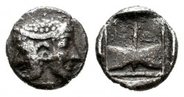 Troas. Tenedos. Obol. 550-470 BC. (Sng Cop-509). (SNG von Aulock-unlisted). (SNG München-340). Anv.: Janiform heads. Rev.: Labrys (double axe) within ...