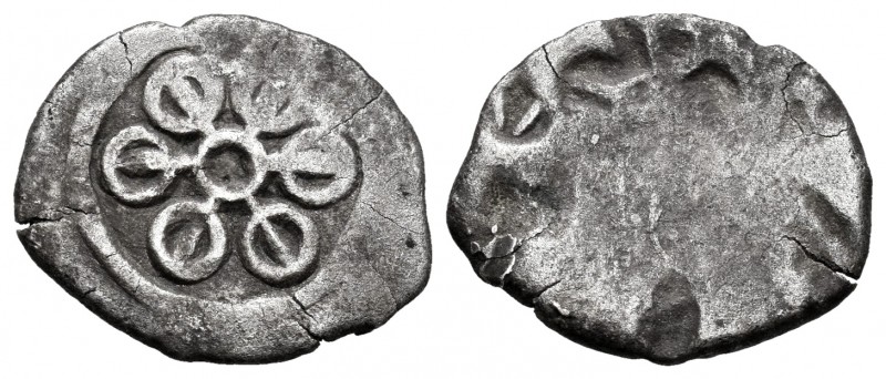 Gandhara Janapada. 1/8 Shatamana. 600-300 BC. (Rajgor-Series 41#570). Ag. 1,82 g...