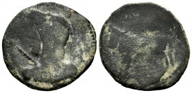 Bora. Half unit. 100-50 BC. Alcaudete (Jaén). (Abh-291). (Acip-2310). (C-2). Rev.: Bull left. Ae. 8,01 g. Scarce. F. Est...45,00. 


 SPANISH DESCR...
