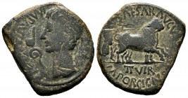 Caesar Augusta. Unit. 27 BC.-14 AD. Zaragoza. (Abh-324). (Acip-3038). Ae. 11,07 g. Clipped. VF. Est...40,00. 


 SPANISH DESCRIPTION: Caesar August...
