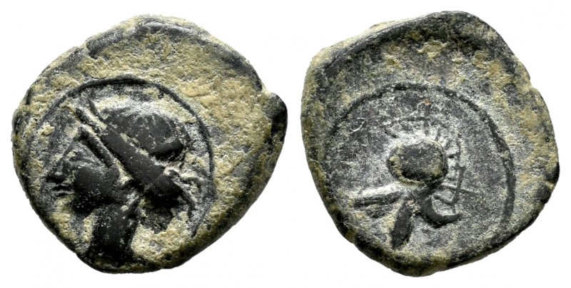 Carthage Nova. 1/4 calco. 220-215 BC. Cartagena (Murcia). (Abh-523). Ae. 1,49 g....