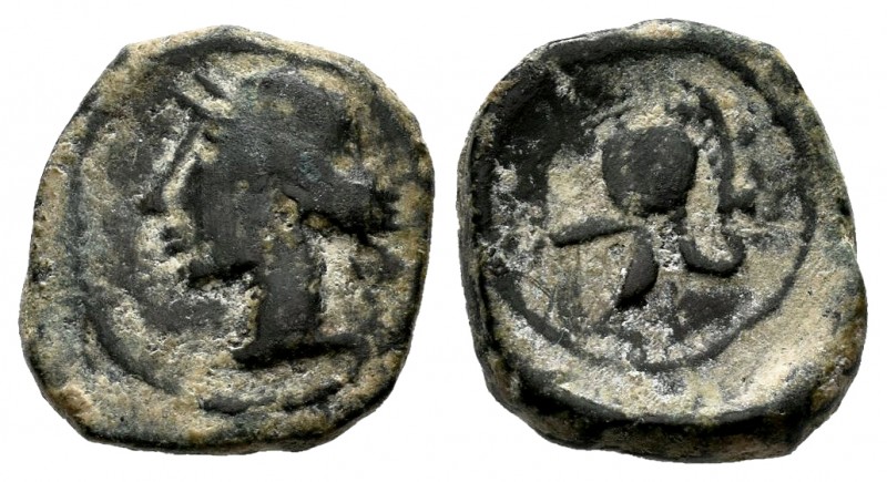 Carthage Nova. 1/4 calco. 220-215 BC. Cartagena (Murcia). (Abh-523). Ae. 2,14 g....