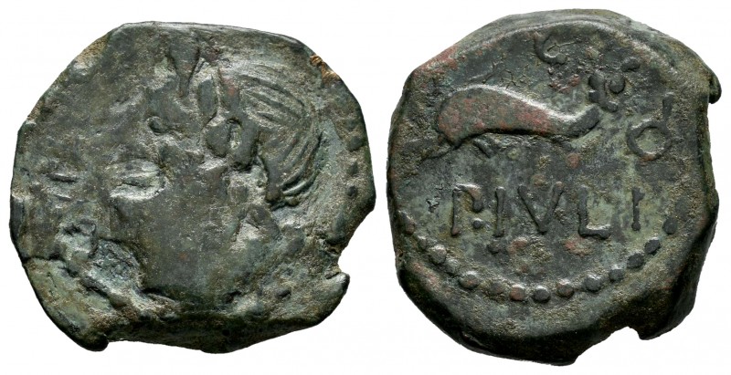 Carteia. Half unit. 80-20 BC. San Roque (Cadiz). (Abh-646). Ae. 7,97 g. Irregula...