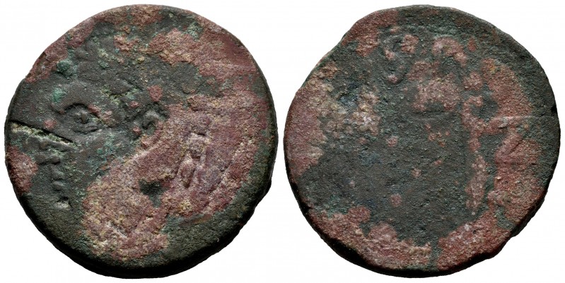 Gades. Sestertius. 27 BC.-14 AD. Cadiz. (Abh-1364). Anv.: Herakles head to left,...