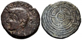 Luco Augusti. Unit. 27 BC.-14 AD. Lugo. (Abh-1703). (Acip-3302). Anv.: Head of Augustus left, palm before, winged caduceus behind. Around IMP AVG DIVI...