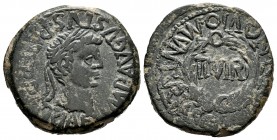 Turiasu. Unit. 50-20 BC. Tarazona (Zaragoza). Time of Augustus. (Abh-2439). (Acip-3284). Anv.: Laureate head of Augustus right, around IMP AVGVSTVS PA...