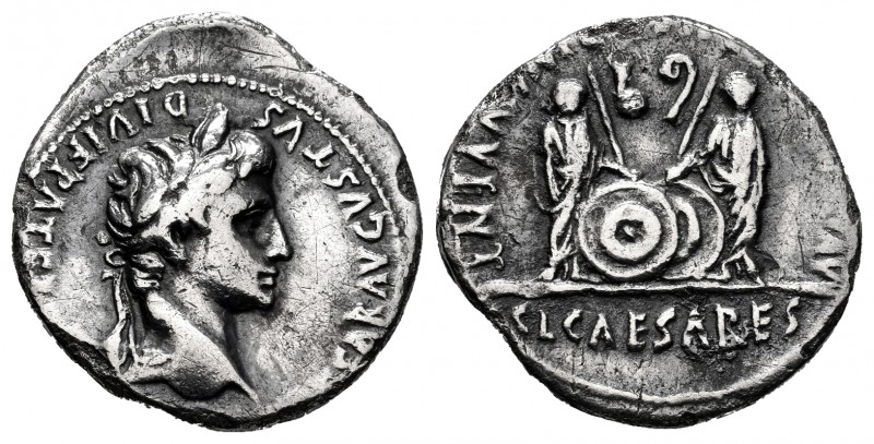 Augustus. Denarius. 7-6 BC. Lugdunum. (Ffc-22). (Ric-207). (Cal-852). Anv.: CAES...