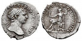 Trajan. Denarius. 108-109 AD. Rome. (Ric-116). (Rsc-69). Anv.: IMP TRAIANO AVG GER DAC P M TR P, laureate bust right, slight drapery on far shoulder. ...