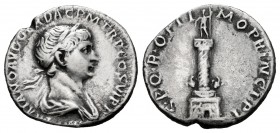 Trajan. Denarius. 112-114 AD. Rome. (Ric-293). (Bmcre-451). (Rsc-558a). Anv.: IMP TRAIANO AVG GER DAC P M TR P COS VI P P, laureate bust right, draper...