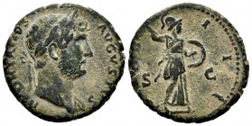 Hadrian. Unit. 124-128 AD. Rome. (Ric-664). (Bmcre-1337). Anv.: HADRIANVS AVGVSTVS, laureate head right, slight drapery on far shoulder. . Rev.: COS I...