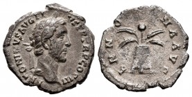 Antoninus Pius. Denarius. 144 AD. Rome. (Ric-62a). (Bmcre-180). Anv.: ANTONINVS AVG PIVS PP TRP COS III, laureate head right. Rev.: ANNONA AVG, modius...