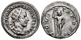 Gordian III. Antoninianus. 241-243 AD. Rome. (Spink-8615). (Ric-84). (Seaby-109). Rev.: IOVI STATORI, Jupiter standing left with sceptre and thunderbo...