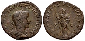 Gordian III. Sestertius. 243-244 AD. Rome. (Spink-8740). (Ric-337a). Rev.: SECVRITAS PERPETVA / SC. Securitas standing facing, head left, holding scep...