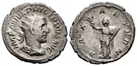 Philip I. Antoniniano. 244-249 AD. Rome. (Spink-8939). (Ric-40b). Rev.: PAX AETERN. Pax with olive branch and scepter. Ag. 4,01 g. VF/Choice VF. Est.....