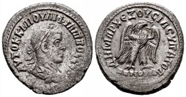 Philip II. Seleucis and Pieria. Tetradrachm. 248-249 AD. Antioch. (Prieur-474). (McAlee-1042). Anv.: AYTOK K M IOYΛI ΦIΛIΠΠOC CЄB, laureate, draped an...