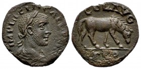 Gallienus. AE 20. 253-268 AD. Alexandria. (Bellinger-A454). (Sng Cop-204). Rev.: COL AVG TRO. Horse eating right. Ae. 5,12 g. Choice VF. Est...30,00. ...
