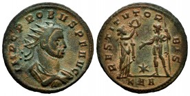 Probus. Antoninianus. 276-282 AD. Serdica. (Ric-851). Anv.: IMP C M AVR PROBVS AVG, radiate, draped and cuirassed bust right. Rev.: RESTITVT ORBIS, Vi...
