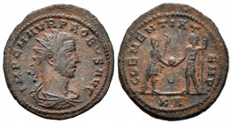 Probus. Antoninianus. 276-282 AD. Tripolis. (Ric-927). Anv.: IMP C M AVR PROBVS P F AVG, radiate, draped and cuirassed bust to right. Rev.: CLEMENTIA ...