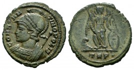 Constantinus I. Follis. 332-333 AD. Trier. Serie conmemorativa. (Ric-VII 548). Anv.: CONSTANTINOPOLIS, laureate and helmeted bust of Constantinopolis ...
