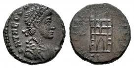Theodosius I. AE 12. 383-388 AD. Thessalonica. (Ric-62b). Rev.: Δ in left field. Ae. 1,29 g. Choice VF/VF. Est...30,00. 


 SPANISH DESCRIPTION: Te...