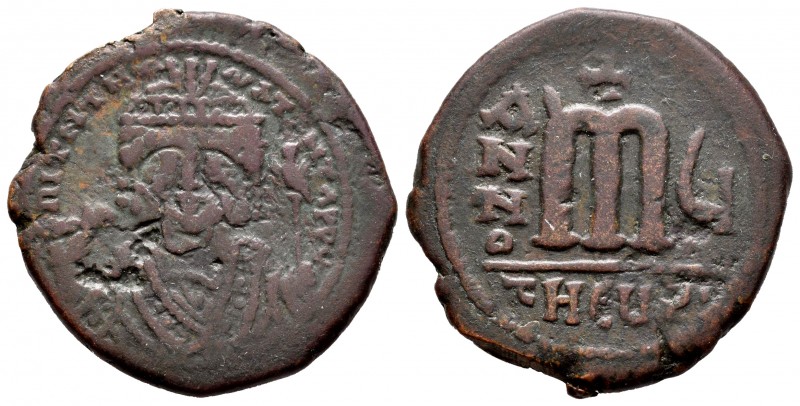 Mauricius Tiberius. Follis. 586-587 AD (Year 5). Antioch. (Bc-532). Ae. 11,56 g....