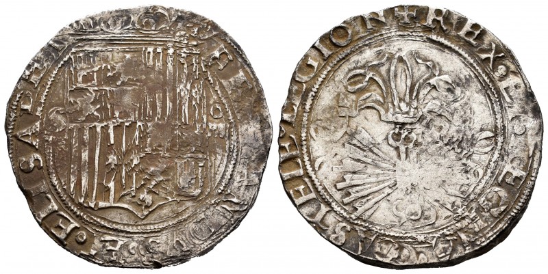 Catholic Kings (1474-1504). 4 reales. Sevilla. (Cal-564). Ag. 13,56 g. Shield be...