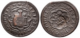 Philip II (1556-1598). 4 maravedis. 1590. Segovia. C. Ae. 6,62 g. Counterstamped. Impossible year. XF. Est...75,00. 


 SPANISH DESCRIPTION: Felipe...